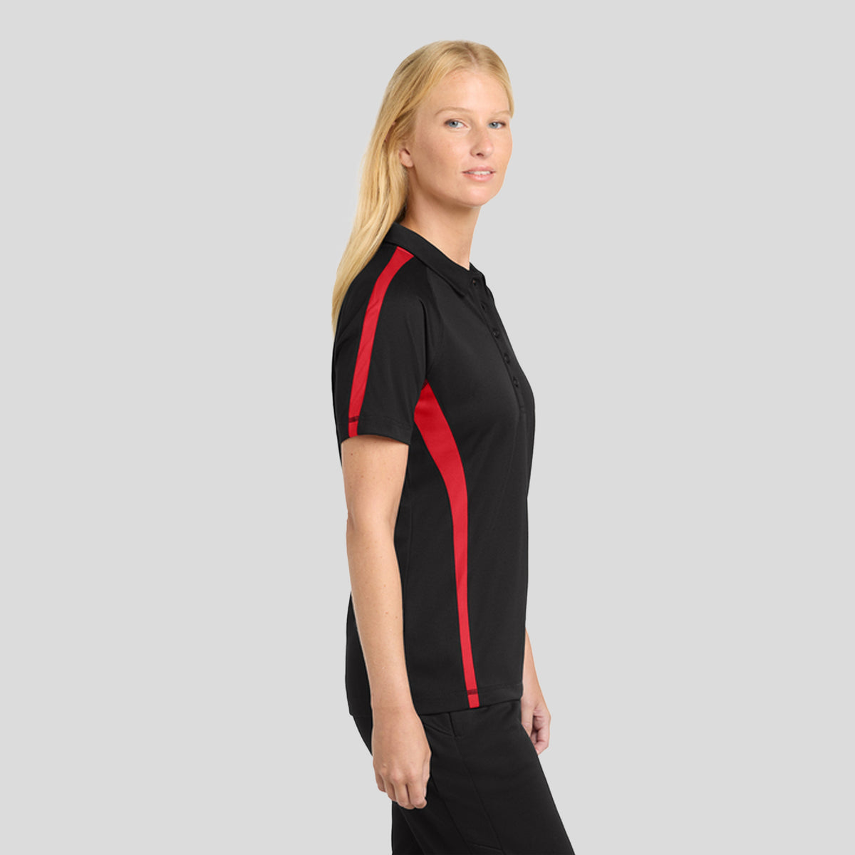 Women's PosiCharge® Micro-Mesh Colorblock Polo | Black/Red